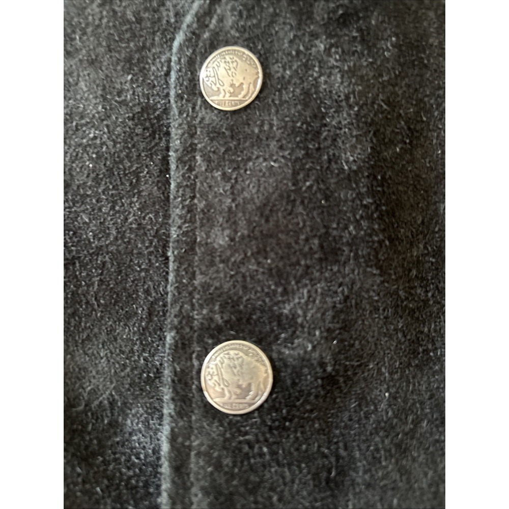 Cody James Western Vest Mens L Black Leather Buffalo Snap Cowboy Biker Suede - Picture 3 of 8